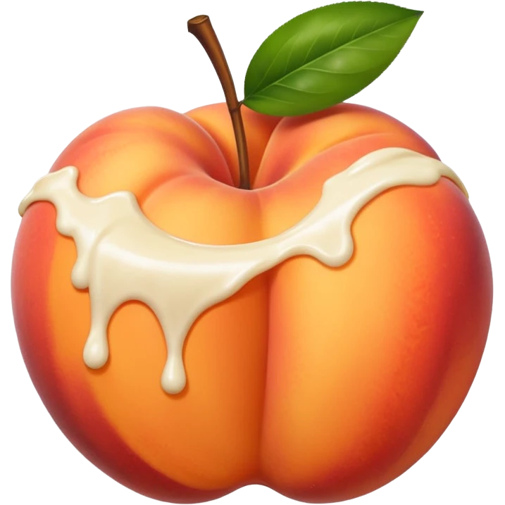 White cream drenched on a peach emoji