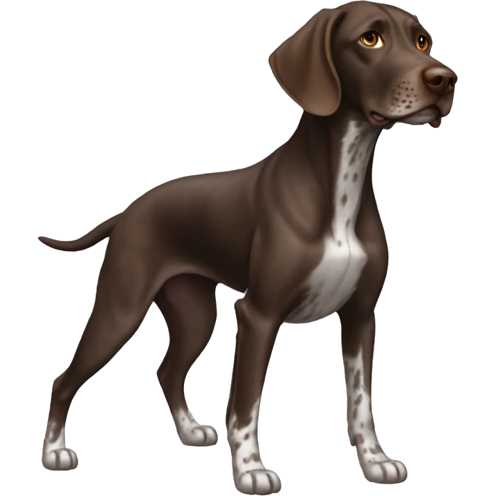 Brown German short haired pointer  with ticking emoji