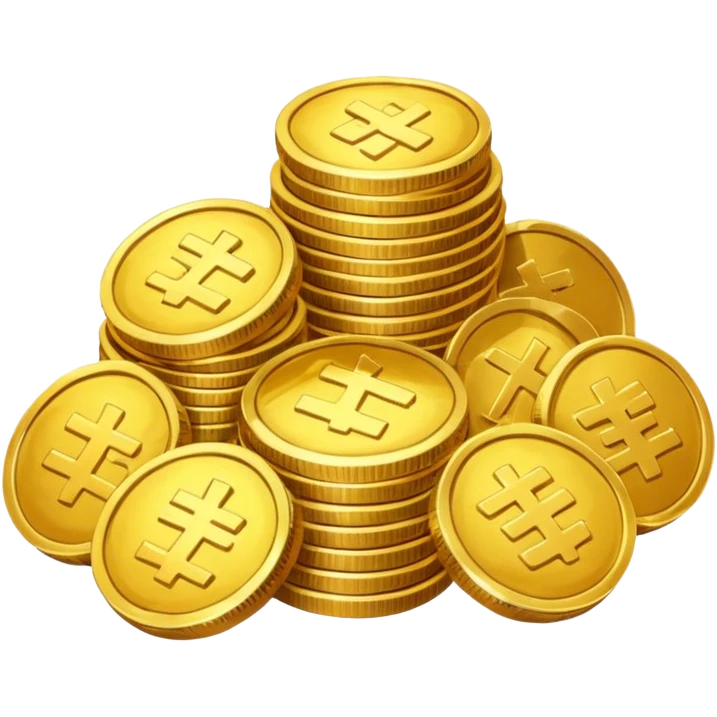 lots of coins, chinese emoji