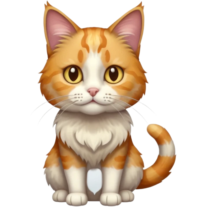 full body anxious looking colourful light calico tabby cat with hazel eyes emoji