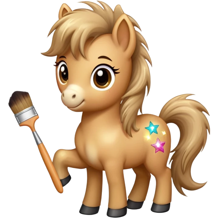 happy pony with a brush and sparkles emoji