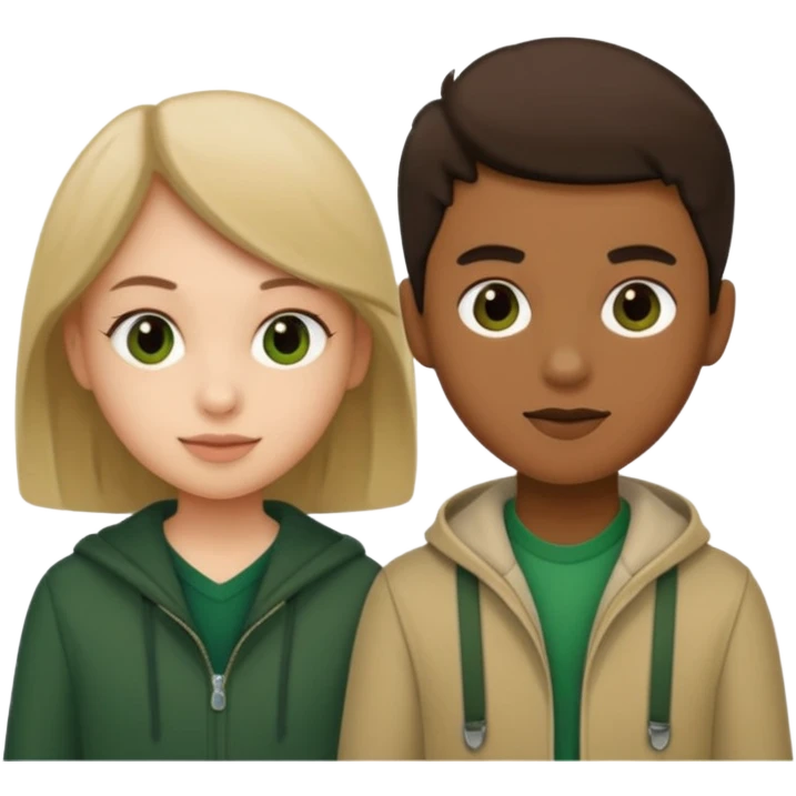 2 веселых одногруппницы в темно-зеленом и бежевом  emoji