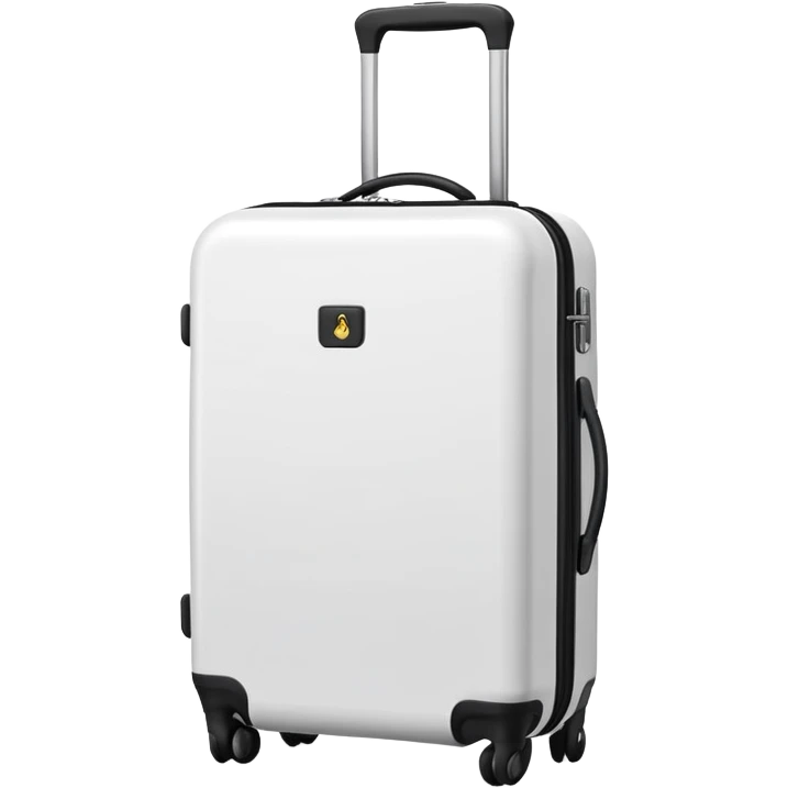 White rolling suitcase with pull-up handle, simple clean design emoji