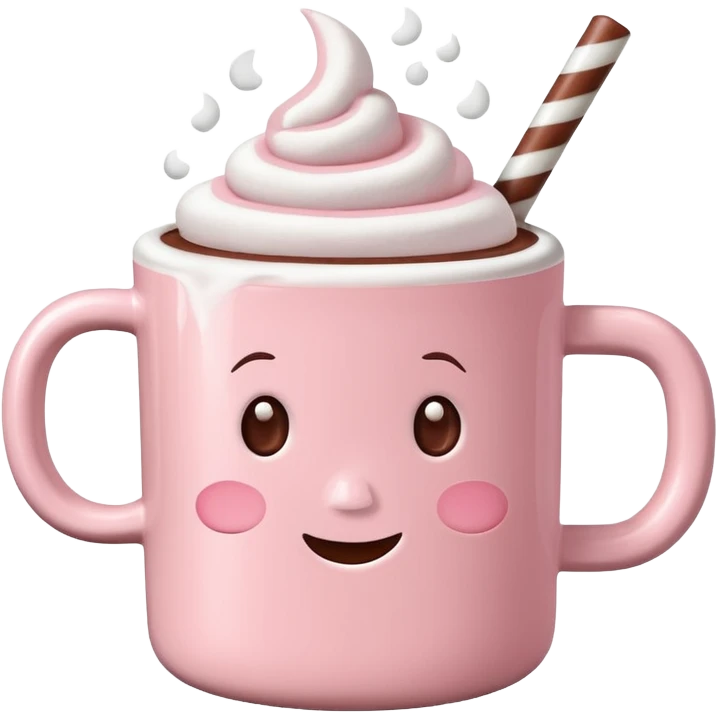 Light Pink mug of hot chocolate with marshmallows  emoji