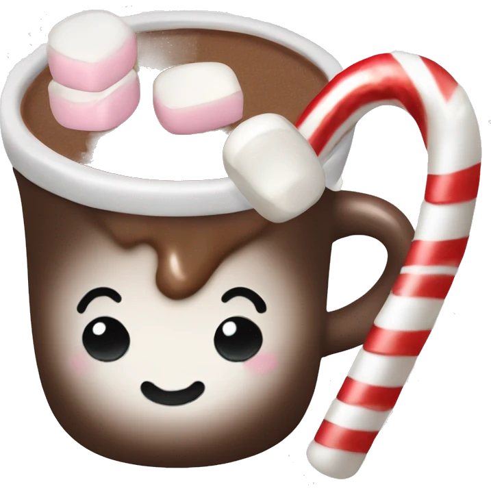  Mug of hot chocolate with marshmallows and a candy cane  emoji