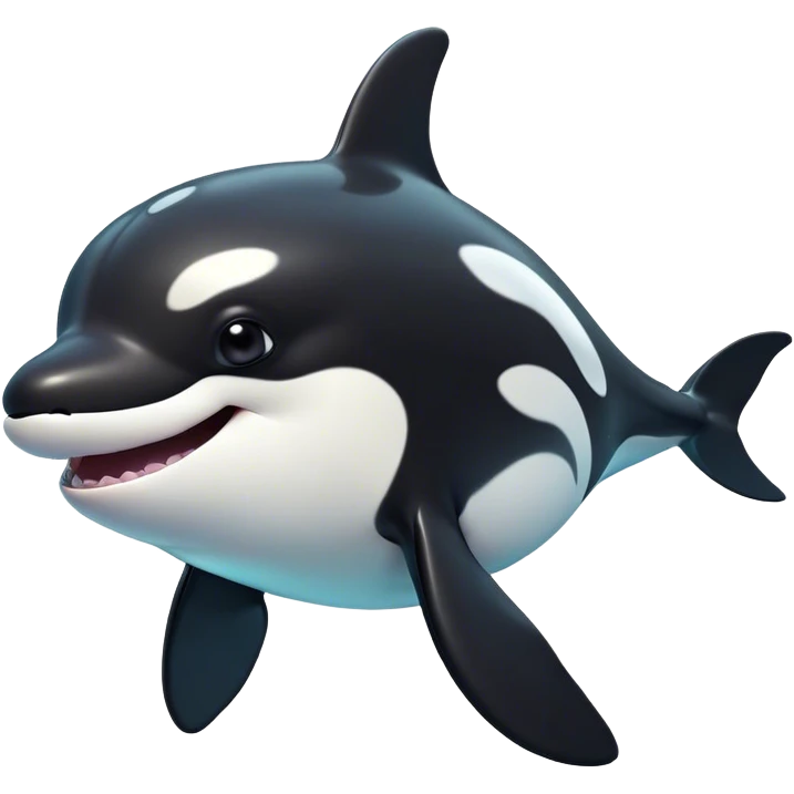 Cinematic Comical orca Portrait Emoji, Head tilted dramatically with an exaggeratedly shocked expression, featuring a sleek black-and-white body with wide, comically expressive eyes full of playful disbelief and animated flippers, Simplified yet hilariously expressive features, highly detailed, glowing with a slightly sassy oceanic glow, high shine, dramatic yet playful, stylized with an air of cheeky marine mischief, soft glowing outline, capturing the essence of a meme-worthy orca that looks ready to make waves with its hilariously dramatic antics! emoji