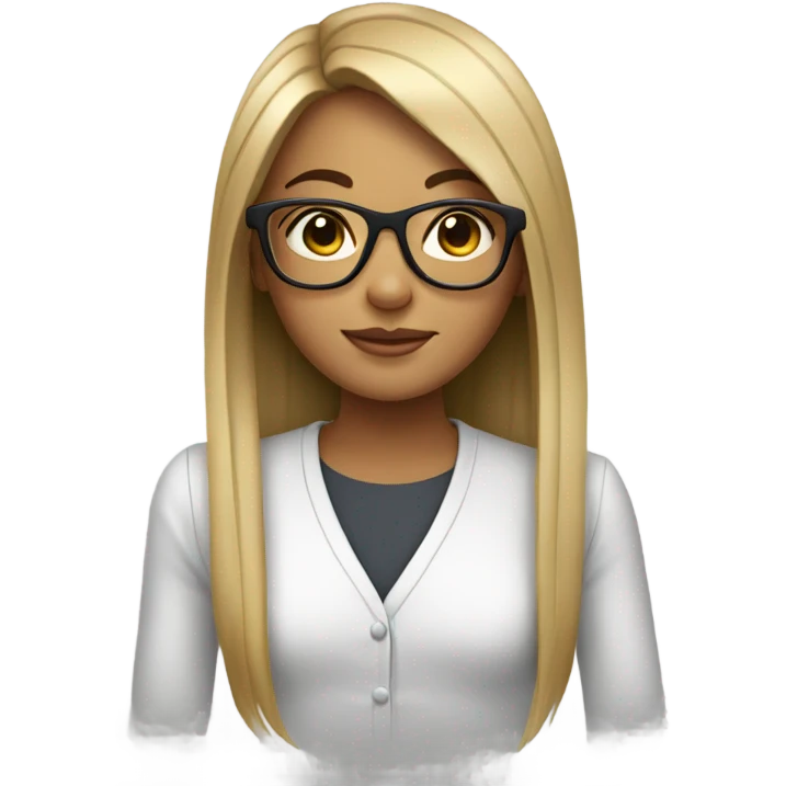 Girl with straighter hair with glasses emoji