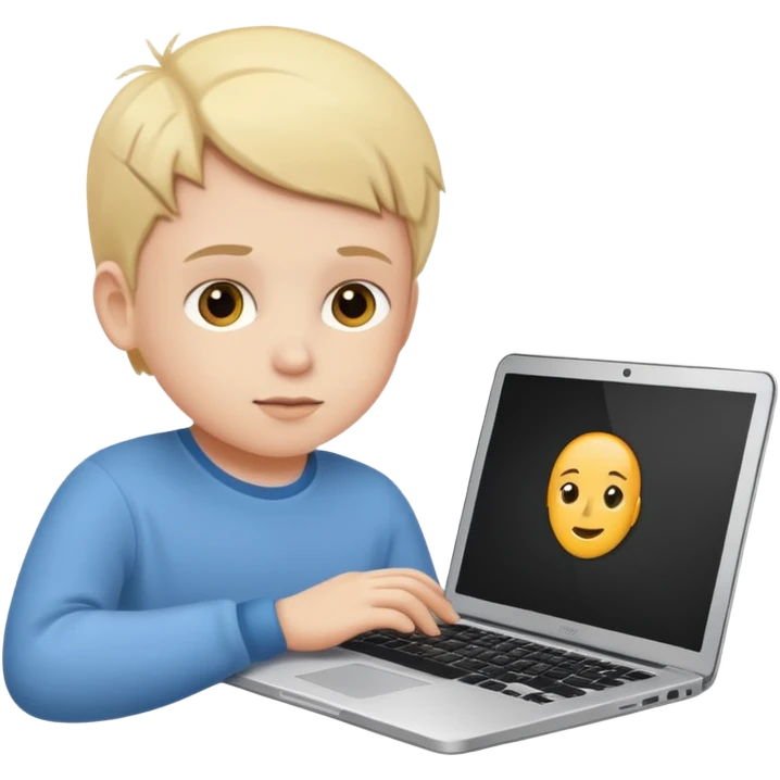 a white child programs on a laptop emoji