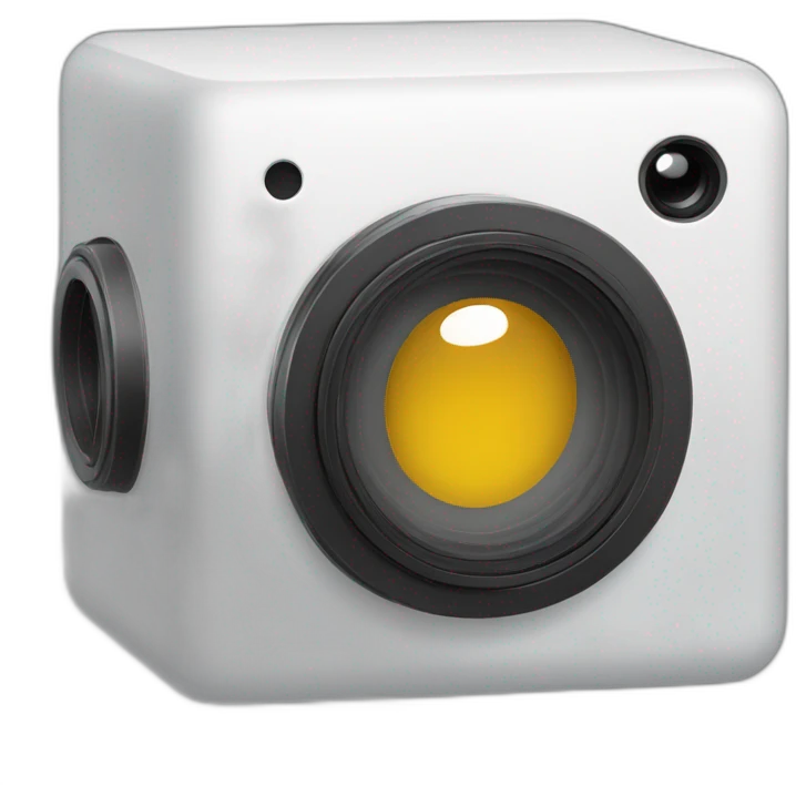 camera blanche et grise dans un cube emoji