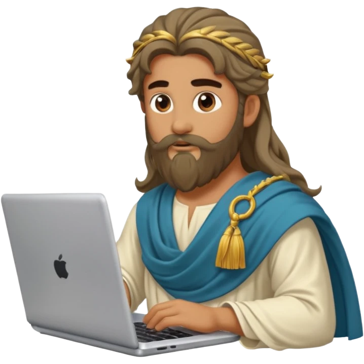 Poseidon with laptop emoji