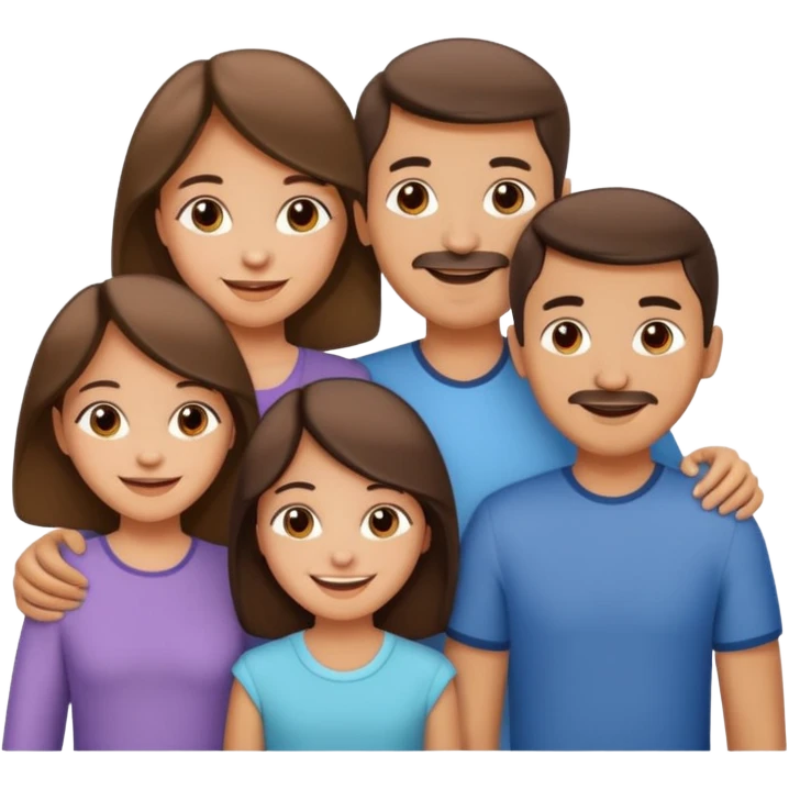 Happy family of 5: mom, dad, sisters and brother emoji