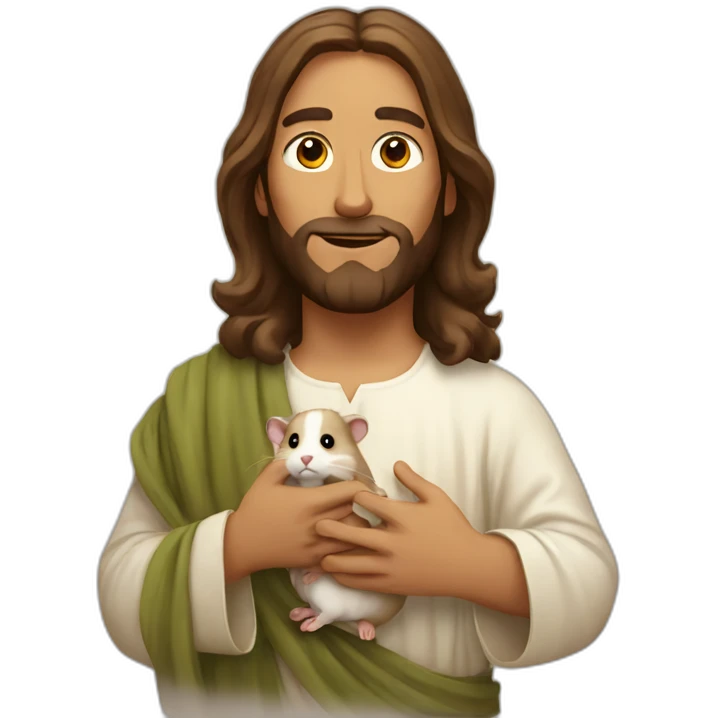 jesus holding a hamster emoji