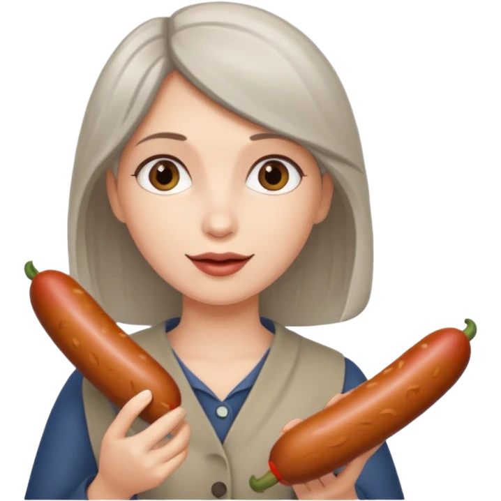 Женщина с пепельными волосами и колбасой emoji