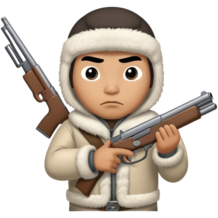 Inuit with a gun emoji