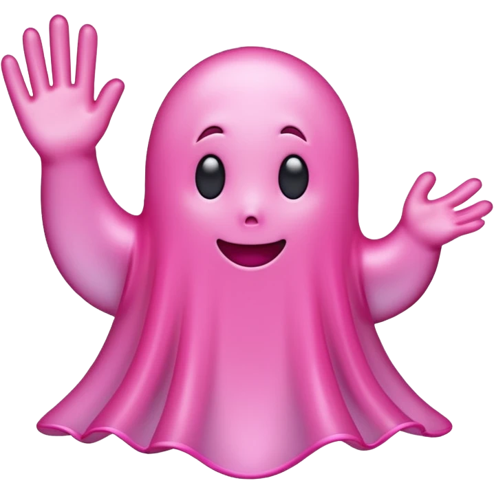 Pink ghost waving softly emoji