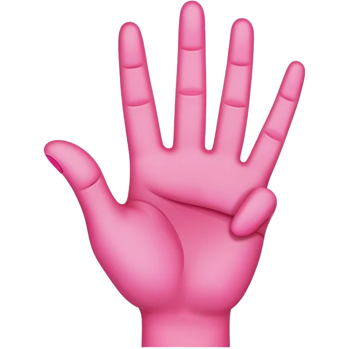 bright pink hand with only 3rd finger up and has 5 fingers emoji