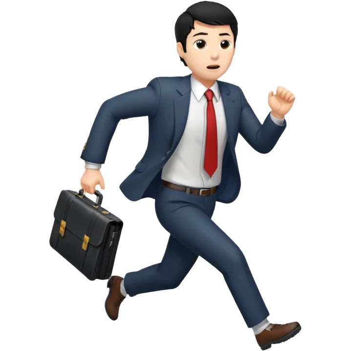 A black-haired man in a suit running with a briefcase emoji