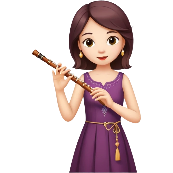  девушка в платье играет на флейте с бокалом вина emoji