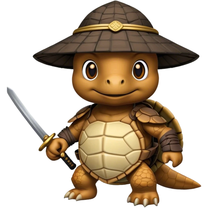 Turtle samurai with hat emoji
