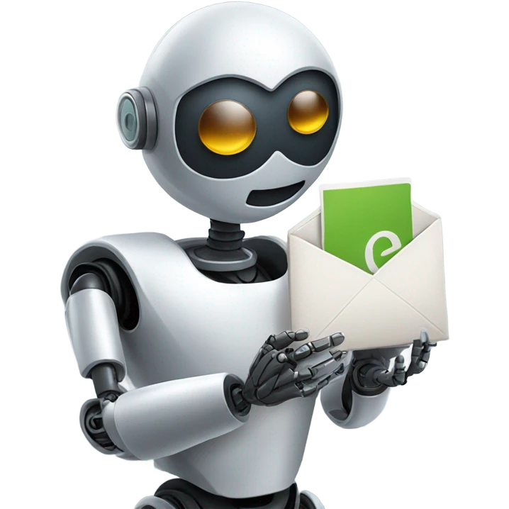 robot carrying email icon in hands emoji