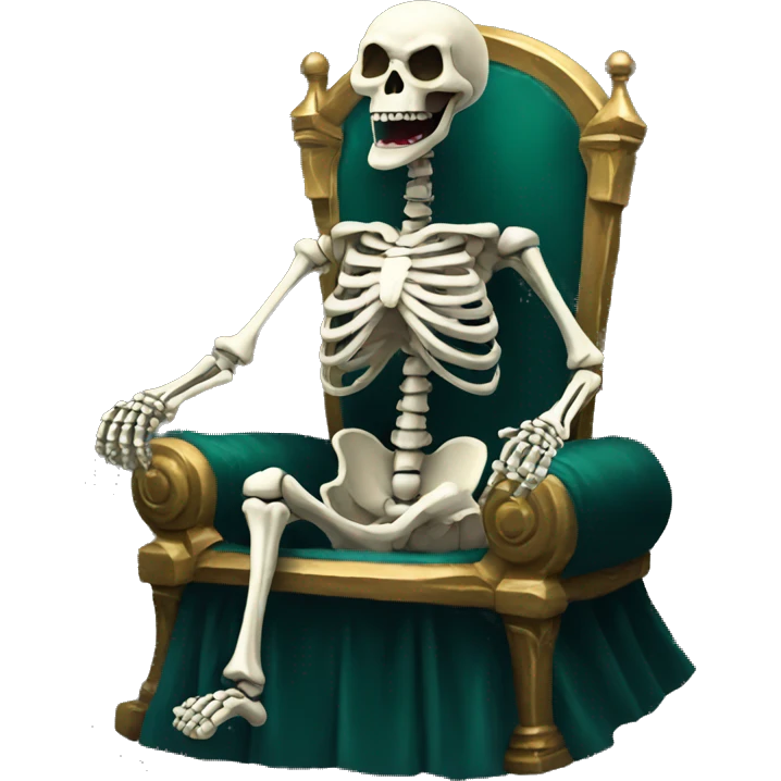 A laughing skeleton on a throne emoji