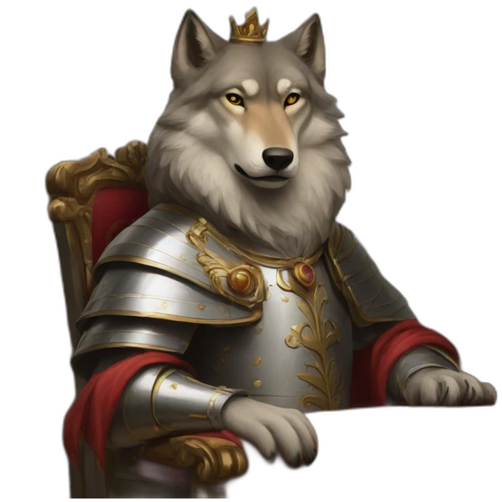 Wolf like a king at painting emoji