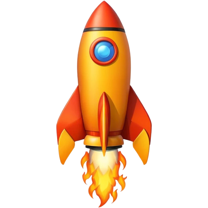 create a imoji showing rocket going in south east direction with proper flames."➘" direction. emoji