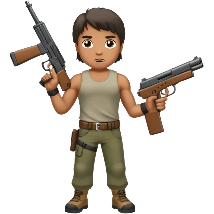 Rambo shooting, full body emoji | AI Emoji Generator