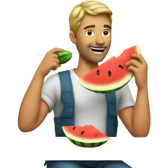 man eating watermelon emoji