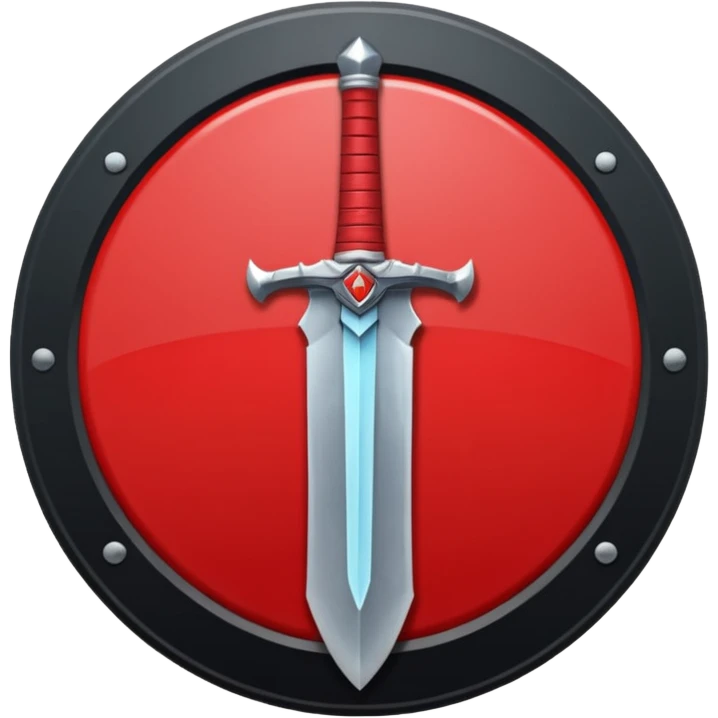 Make an mmo rpg red sword class icon inside of a round emblem in anime ...