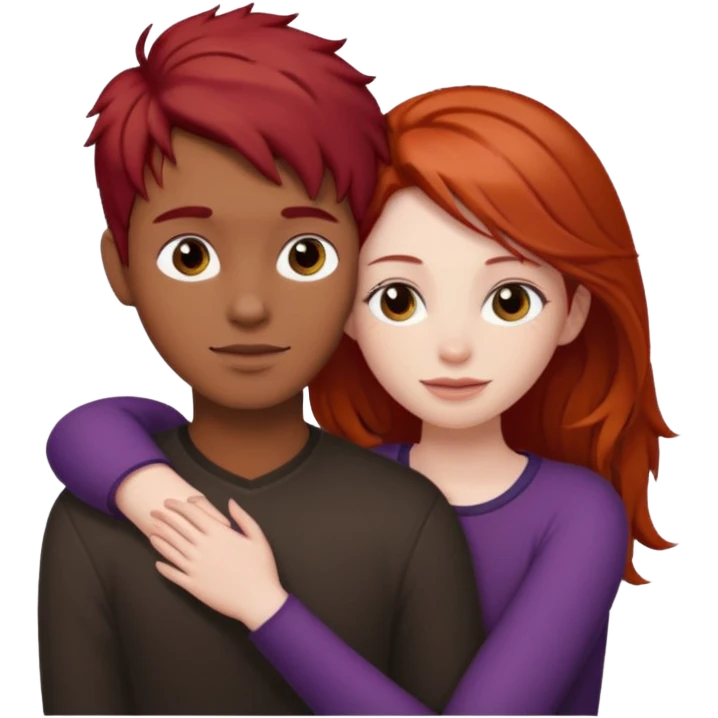 Red haired girl with dark brown hair boy romance emoji