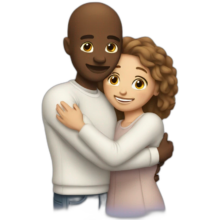 White couple hug emoji