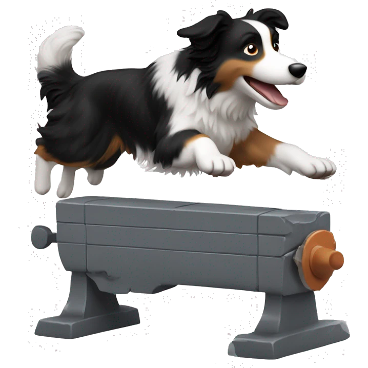 Border collie jumping over anvil emoji