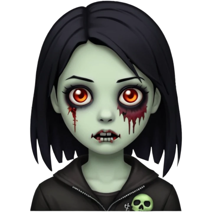 girl zombie with black hair emo emoji