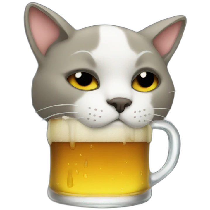 Dead cat drinking beer emoji