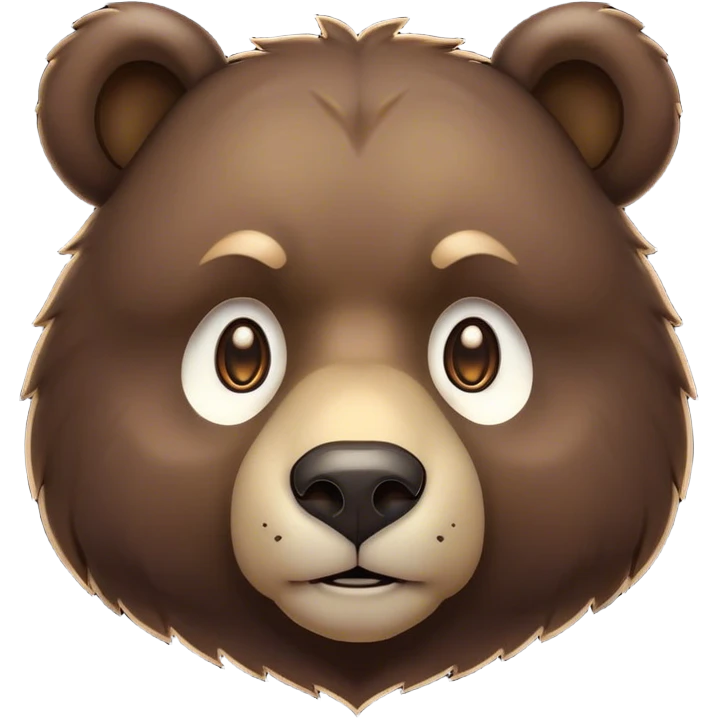 Cinematic Noble Bear Portrait Emoji, Poised and regal, with a large, imposing build and a thick, well-groomed rich dark brown fur, deep-set soulful eyes, Simplified yet sharp and sophisticated features, highly detailed, glowing with a soft, dignified glow, high shine, intelligent and formidable, stylized with an air of wild majesty, focused and attentive, soft glowing outline, capturing the essence of a watchful and commanding guardian, so majestic it feels as though it could lumber out of the screen with effortless authority! emoji