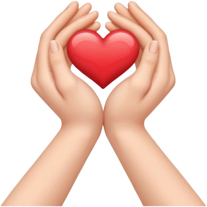 Two hands holding each other with love emoji