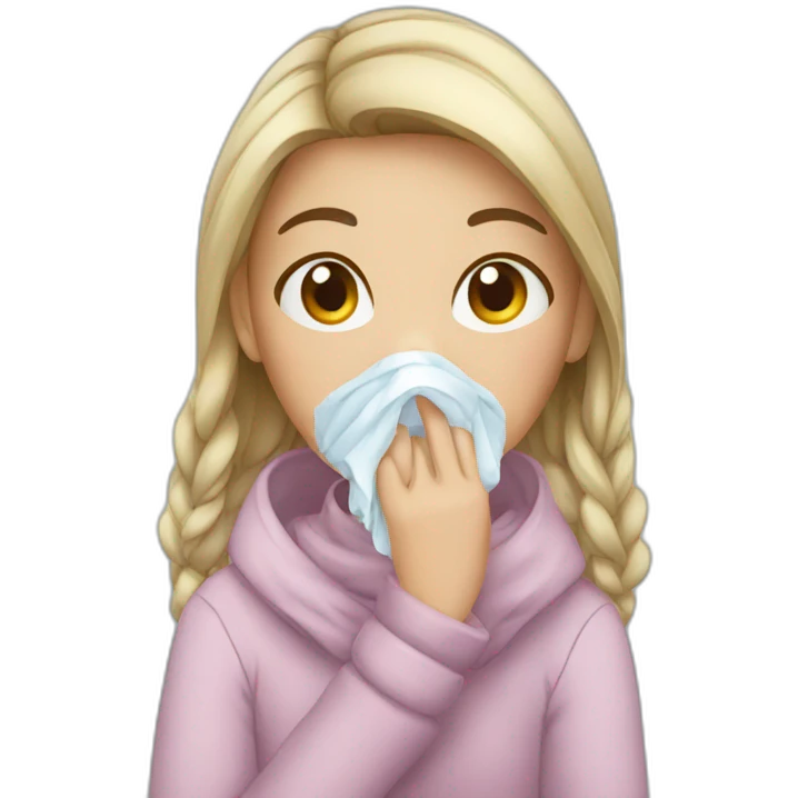 Girl having cold emoji