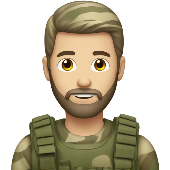 White guy with beard in camouflage  emoji