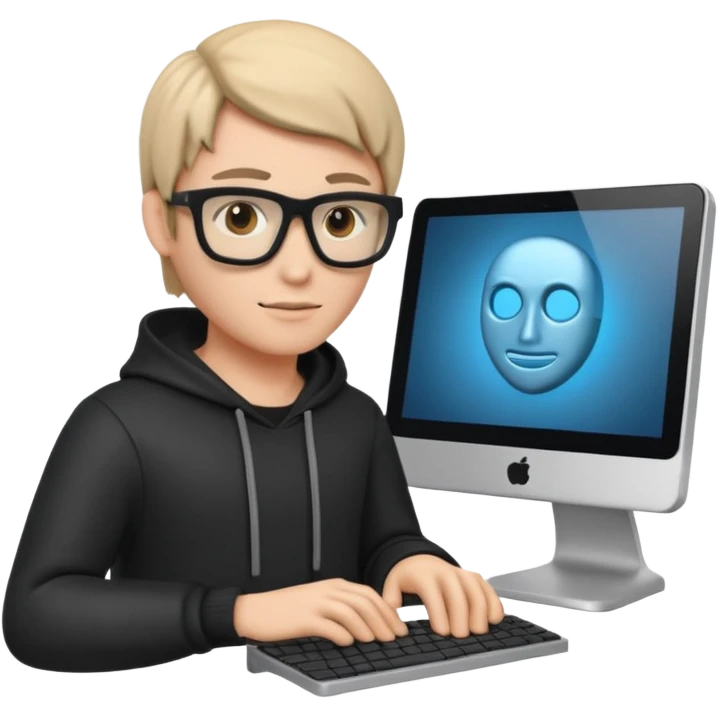 a 3d hacker with computer emoji