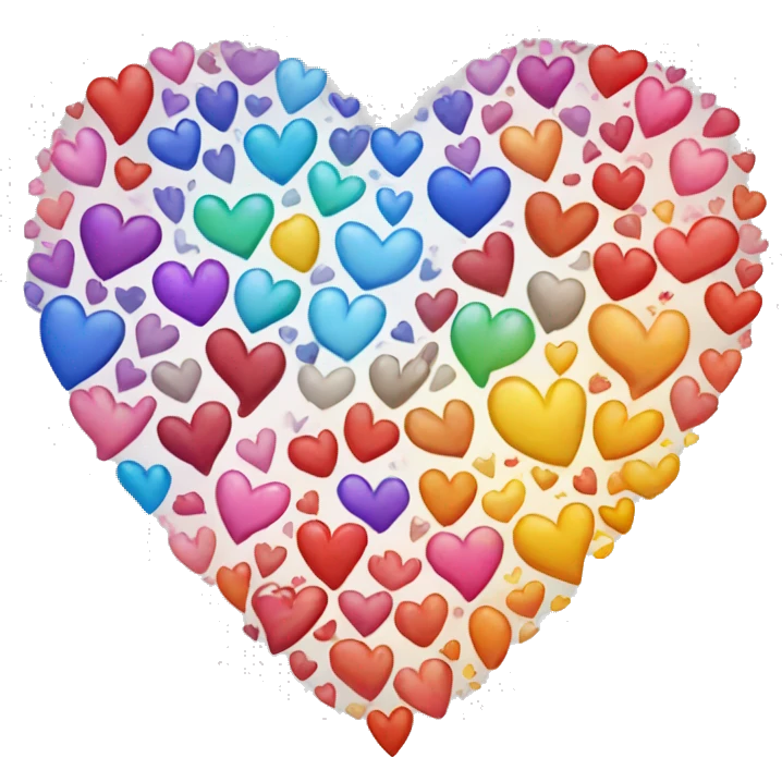 A burst of colored hearts emoji