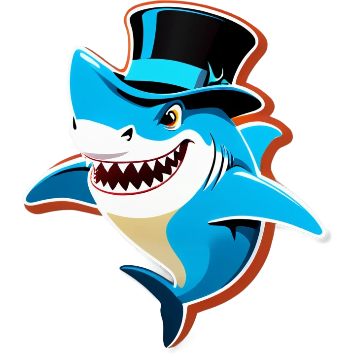 Shark with a top hat emoji