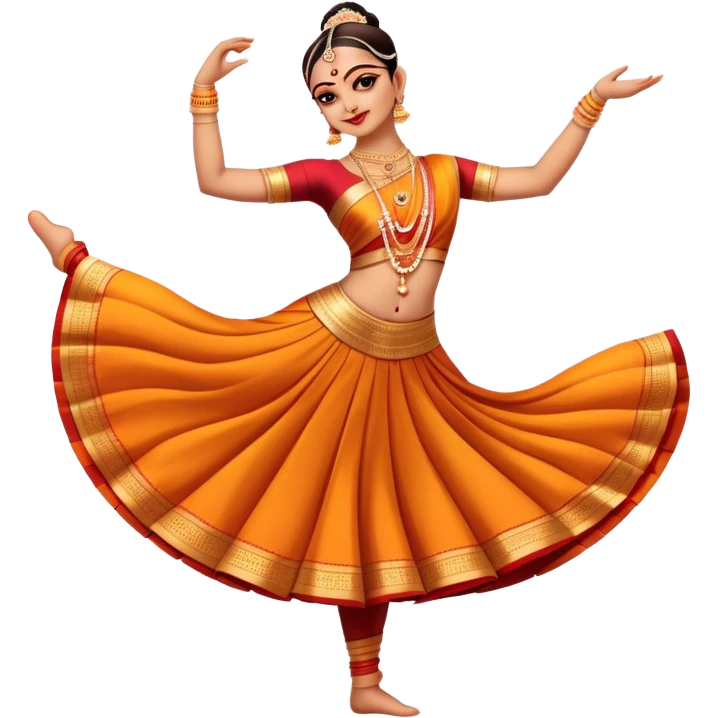 cinematic-realistic-bharatanatyam-dance-emoji,-depicted-as-an-elegant-classical-indian-dance-performance-with-graceful-poses,-intricate-costumes,-and-expressive-hand-gestures,-rendered-with-rich-textures-and-warm-dramatic-lighting, single dancer full body  emoji