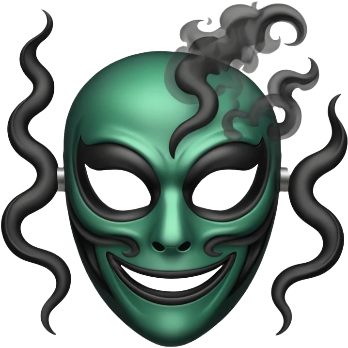 curved mask, poisonous, black smoke emitted emoji