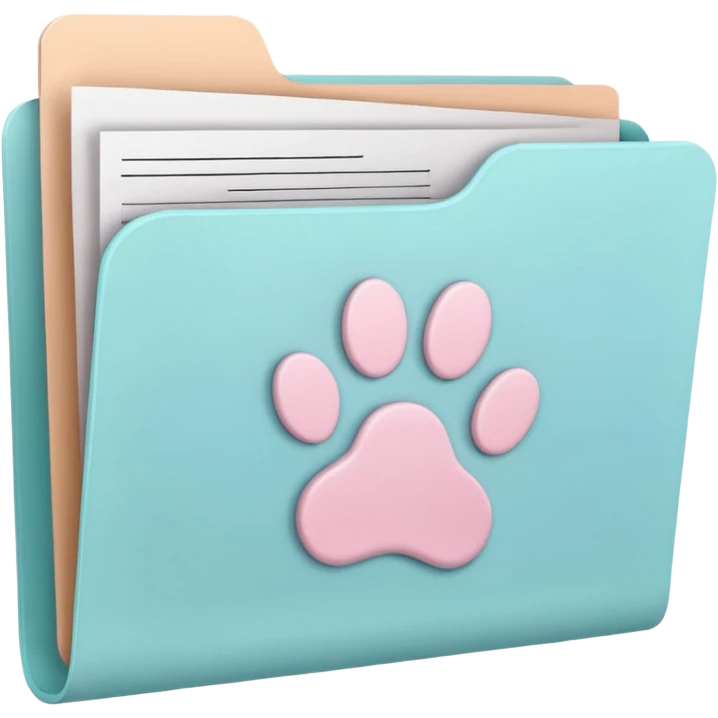 a pastel folder of documents with a pawprint on it emoji