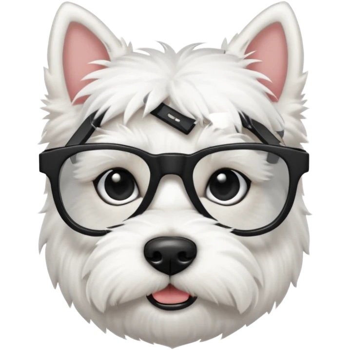 Westie Dog with all black glasses emoji