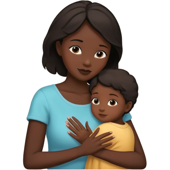 mother and child silhouettes embraced by hands emoji