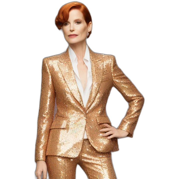 Audrey fleurot multicolored sequined suit emoji