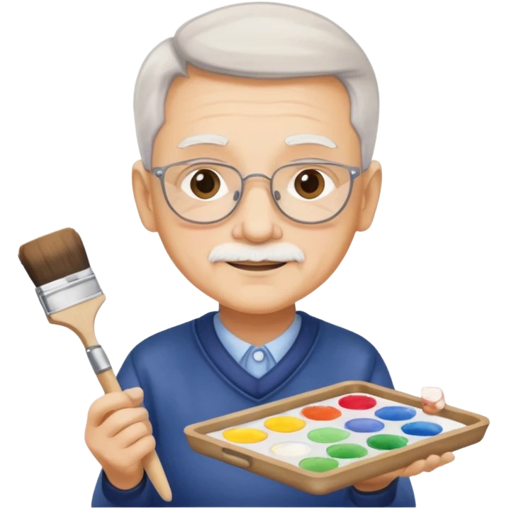 Senior with watercolor tray & brush emoji