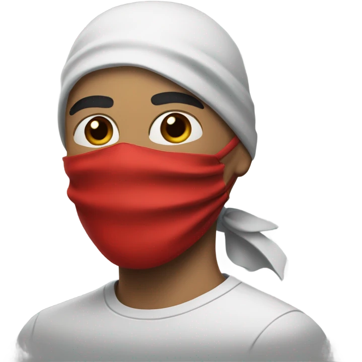 man in red mask with black eye bandana emoji